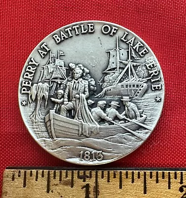 1813 PERRY'S VICTORY AT BATTLE OF LAKE ERIE: Sterling Silver Medal @ 38grams  #5 • $44.44