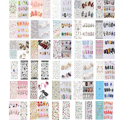 Nail Art Water Decals Transfers Stickers Manicure Decoration Flowers Xmas UK • £2.39