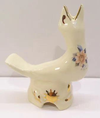 Vintage Adrian Pottery Pie Bird Vent Cream Bird With Gold Trim & Floral Decals  • $45