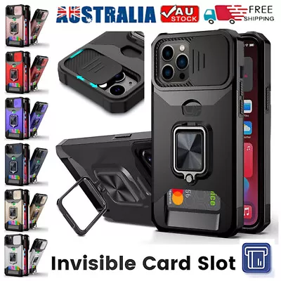 $12.99 • Buy For IPhone 14/13/12/11 Pro Max Armor Stand Case W Slide Camera Cover & Card Slot