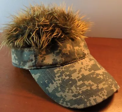 Funny Hair Visor Cap Adjustable Baseball Hat Flairhair Camo Camouflage Style  • $8.97