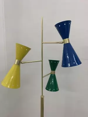 1950's Brass Vintage Diabolo Tripod Floor Lamp Brass Spotlight With Marble Base • $877.81