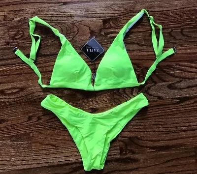 Zaful Neon Green Yellow Triangle Top Bikini Size Small NWT • $22