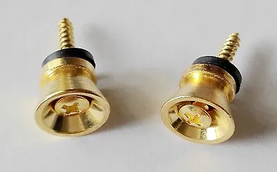 Quality Vintage Style Strap Button GOLD Set 2 For Gibson Style Ibanez Guitar • $3.99