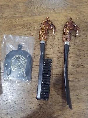 Vintage Horse Head Brush And Shoe Horn Set With Wall Plaque And Box • $17