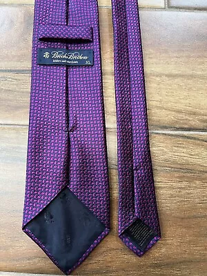 Brooks Brothers Makers & Merchants Purple Black Silk XL Tie 3 1/4  VGUC • $14.99