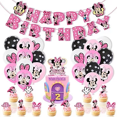 Minnie Mouse Birthday Party Decorations Balloons Cake Toppers - BRAND NEW • $16