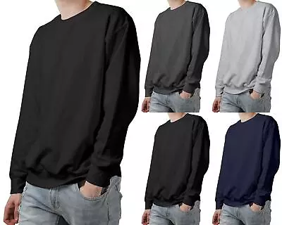 Mens Sweatshirt Heavy Blend Crew Neck Plain Jumper Pullover Workwear Casual Top • £4.99