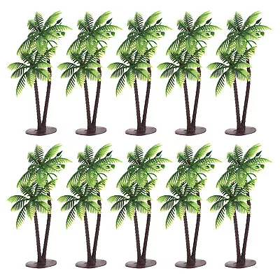 10Pcs 5.1  Miniature Plastic Coconut Palm Tree Model Decor Green • $12.19