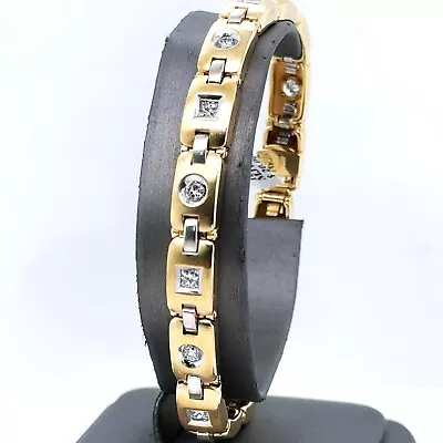 14k Yellow Gold 2.75Ct Men's Diamond Bracelet 8  33.8g S101659 • $3950