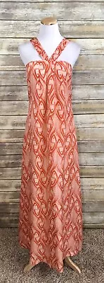 Eliot J. Crew Anthropologie Orange Fish Maxi 100% Silk Maxi Dress SAMPLE • $39.99