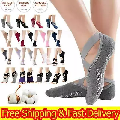 Women Non-Slip Grip Pilates Barre Yoga Socks Ballet Dance Gym Sports Exercise // • $11.69