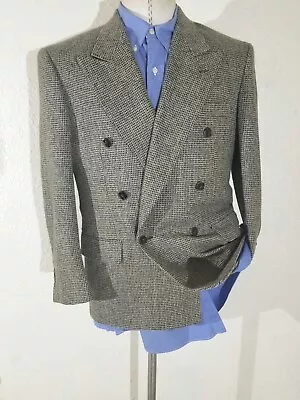 Vintage Petrocelli 36S Double Breasted Lambswool Tweed Jacket Blazer Sport Coat • $149.95