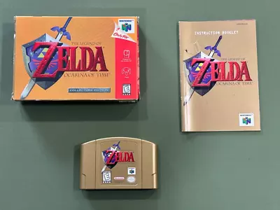 Legend Of Zelda Ocarina Of Time Gold Cart Nintendo 64 N64 Incudes Box & Manual! • $92