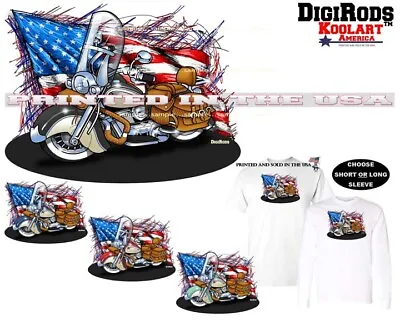 Indian Chief Motorcycle Biker Scribble Flag Digirods Cartoon Art T Shirt  • $22.95