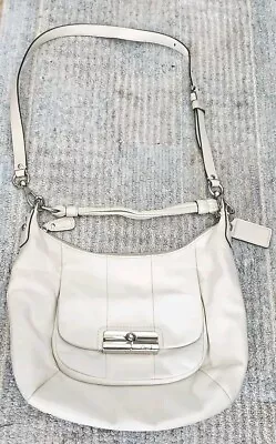 Vtg Satin White Leather Coach Legacy Kristin Hobo Shoulder Bag Crossbody Silver • $60