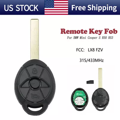 Keyless Remote Car Key Fob For BMW Mini Cooper S R50 R53 2005 2006 2007 LX8 FZV • $18.79