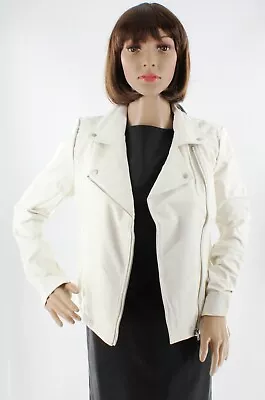 New Lyssé Women's Classic White Moto Jacket White NIP $138 HSN Retail #651613 • $34.99