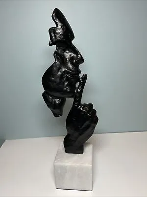 Salvador Dali Tribute “Silence” Bronze Sculpture Marble Base Modern Figurine • $125