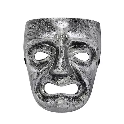 Halloween Mask Tragedy Face Silver Costume Adult Outfit Scary Horror (HM16) • £24.99