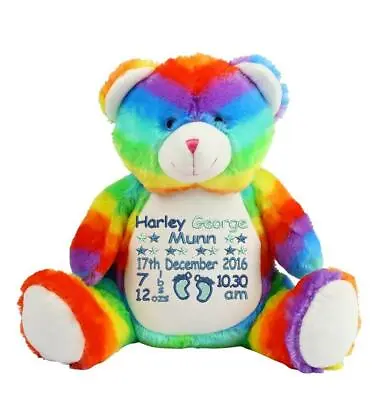 Personalised Teddy Bear Baby's 1st Birthday Christening Girl Boy Large Toy GIFT • £24