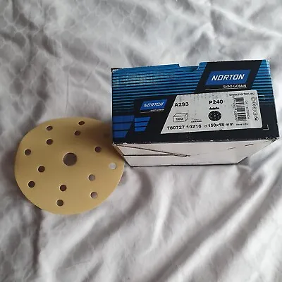 Norton Saint-Gobain A293 P240 150x18mmx100 New Boxed Da Sanding Discs Hook... • £35