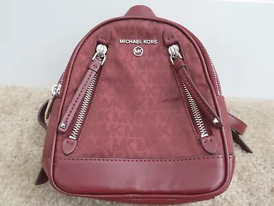 Purse Shoulder Strap Burgundy Michael Kors Backpack MK Zipper Canvas Mini Small • $25.95