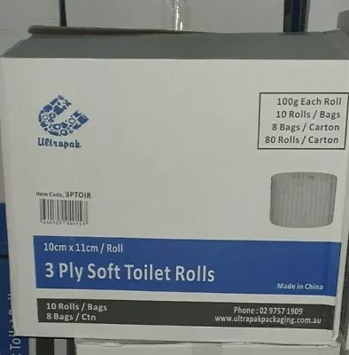 3 Ply Premium 12 / 72 100g/Rolls Toilet Paper Bulk Bath Tissue Bathroom Soft Syd • $19.91