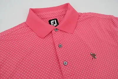 $41.24 • Buy Footjoy Mens Large Pink Polka Dot Golf Performance Geometric Polo Shirt Stretch
