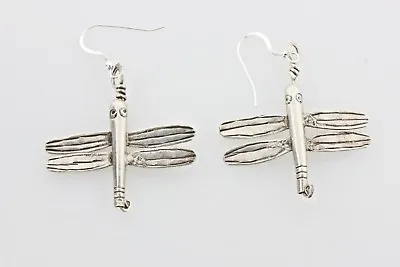 Vintage Sterling Silver 925 Winged Dragonfly Mosquito Winged Insect Earrings     • $69.99