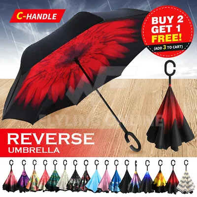 $15.90 • Buy Umbrella C-handle Reverse-Design Windproof Double Layer Upside Down Inverted