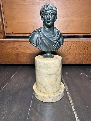 Antique Bronze & Marble Bust Roman Emperor Caesar Augustus  • $249.99