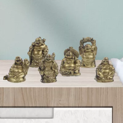 6 Mini Maitreya Laughing Statues Resin Ornament For Garden/Table Decor • £15.28