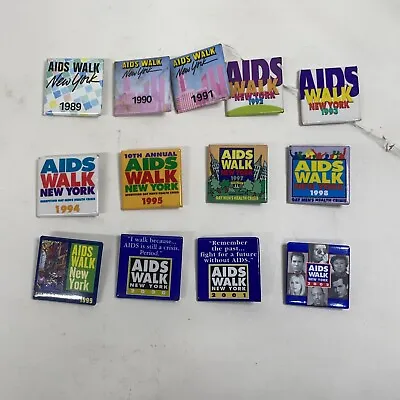 13 Vintage Aids Walk New York Pin Lot Gay Interest 1980S 90S 2000s Men’s Health • $69.99