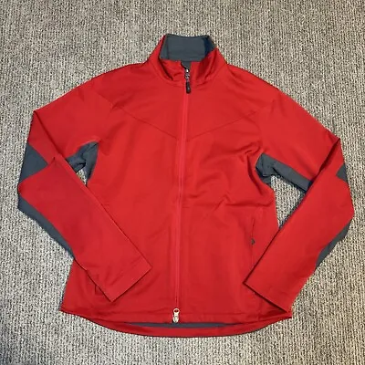 Ibex Womens M Softshell Jacket Climawool Full Zip Wool Back Red Grey • $40.50