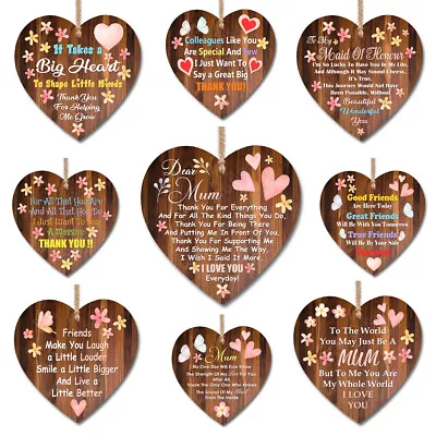 Wooden Heart Plaque Wall Sign Gifts For Friends Wedding Mum Keepsake HM0016 • £3.99