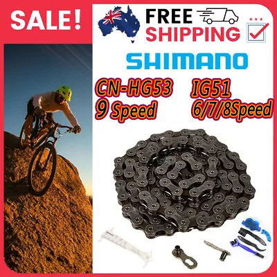 116 Links 7 8 9 Speed Bicycle Chain Mountain Bike MTB Deore Chain HG53 - 51 NEW • $19.99