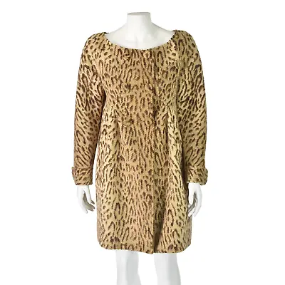 $429 • Buy VALENTINO Vintage Tan & Brown Cheetah Animal Print Angora Blend Walking Coat SZ6