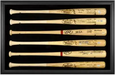 Baseball Bat Display Case W/Black Frame For 6 Bats Authentic Certi • $199.99