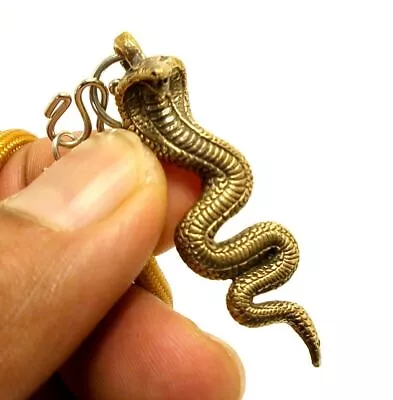 King Cobra Snake Thai Brass Pendant Amulet Life Protection Talisman Hip Necklace • $59