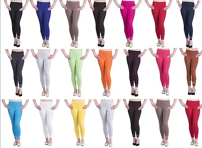 Womens Cotton Leggings Full Length Plus Sizes 8 10 12 14 16 18 20 22 26 • £5.59