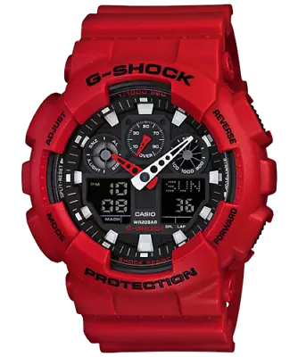 New Casio G-Shock GA100B-4A Analog-Digital Red Resin Black Dial Watch • $99.50