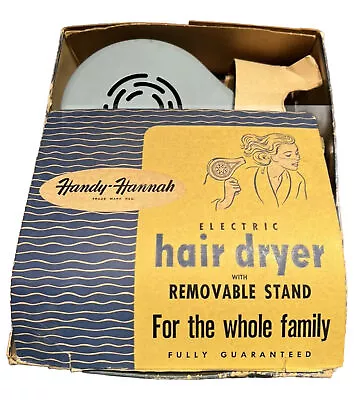 Handy Hannah Electric Hair Dryer Blue Removable Stand Original Box #695 Vintage • $24