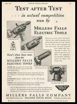 1929 Millers Falls Massachusetts Electric Tools Drills Hammers Vintage Print Ad • $14.95