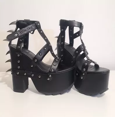 Studded Platform Sandals Shoes Heels Killstar Disturbia Yru Extreme • £42