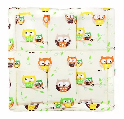 Cot Tidy Organiser Bed Nursery Hanging Storage 6 Pocket 100% Cotton Owls Yellow • £9.99