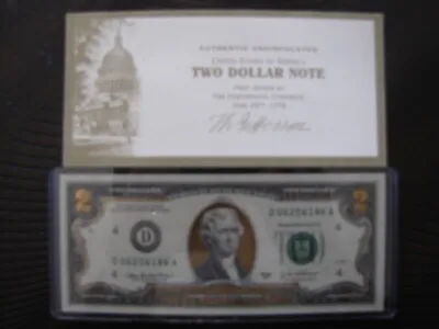 2003 A Gold Leaf $ 2.00 Federal Reserve Note Authentic Uncirculated • $13.95