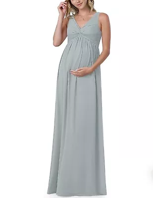 Azazie Yetta Maternity Dress Size 8 Dolphin Grey- Baby Shower Bridesmaid NWT • £43.42