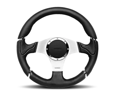 Momo Millenium Steering Wheel 350 Mm Black Leather/Black Stitch/Brshd Spokes • $255.08