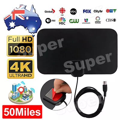 $6.45 • Buy Indoor Digital HDTV 1080P Freeview Antenna TV Aerial Signal 50 Mile Range Thin